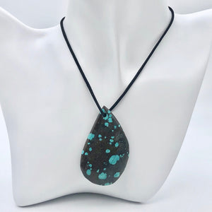 Speckled Turquoise Drop Pendant Bead | 59x36x7.5mm | Turquoise | 8658E - PremiumBead Alternate Image 2