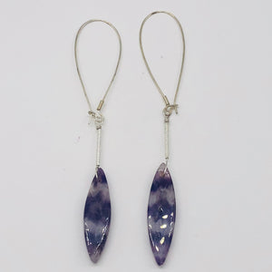 Sodalite Sterling Silver Teardrop Earrings| 4 1/4" Long | Purple/White| 1 Pair |