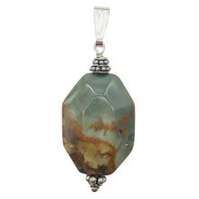 Load image into Gallery viewer, Owyhee Jasper Sterling Silver Drop Pendant | 1 3/4&quot; Long| Green/Brown| 1 Pendant
