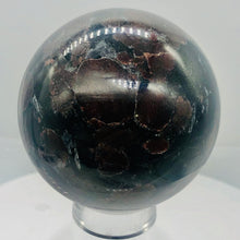 Load image into Gallery viewer, Astrophyllite Garnet Scry Sphere Round | 3&quot; | Red/Black | 1 Sphere |
