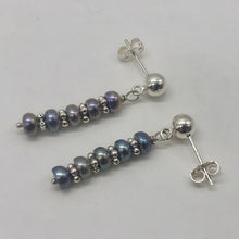Load image into Gallery viewer, FW Pearls Sterling Silver Drop/Dangle | 1 &quot; Long | Blue Silver | 1 Post Earrings
