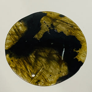 Labradorite Disc Pendant Bead | 45x5mm | Green Black | 1 Bead