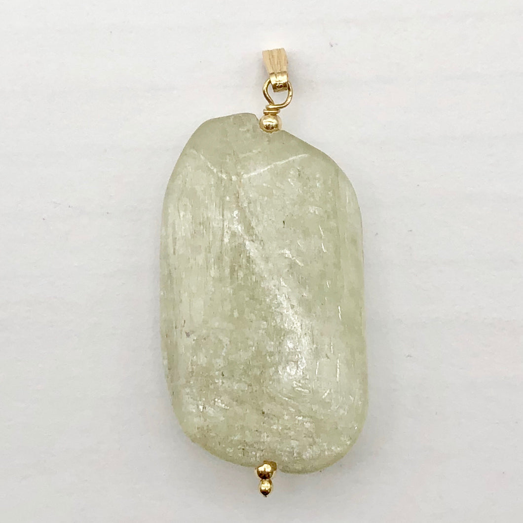 Chatoyant Green Kunzite Hiddenite Crystal 14KGF Pendant | 1 7/8