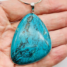 Load image into Gallery viewer, Natural Turquoise 88ct Sterling Silver Pendant | 2 1/2x1 3/4&quot; | Blue/Black | 1 |
