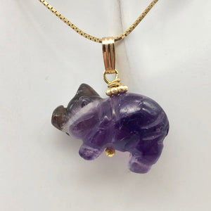 Amethyst Pig Pendant Necklace | Semi Precious Stone Jewelry | 14k Pendant - PremiumBead Alternate Image 4