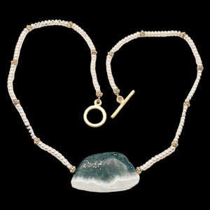 Ocean Jasper and Pearl 14K Gold Filled Necklace | 20 Inches Long |