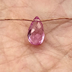 Natural Pink Sapphire Briolette Pendant Bead | 6x3x2mm | .43cts | 1 Bead |