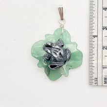 Load image into Gallery viewer, Ribbit Hematite Frog On Aventurine Lily Pad Stering Silver Pendant| 1 5/8&quot; Long|
