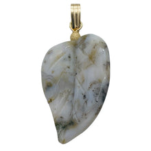 Load image into Gallery viewer, Ocean Jasper Carved Autumn Leaf Bead 14K Gold Filled Pendant | 1 3/4" Long |
