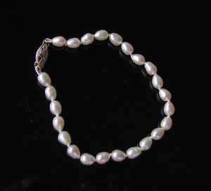 Creamy White Fresh Water Pearl & Sterling Silver 7" Bracelet 9916C - PremiumBead Primary Image 1