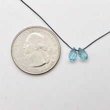 Load image into Gallery viewer, Pair (2) Rare Natural Blue Zircon Faceted 8x4.5-7.5x4mm Briolette Beads 5095B - PremiumBead Alternate Image 4

