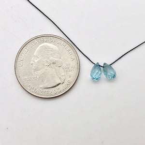 Pair (2) Rare Natural Blue Zircon Faceted 7x4.5-6.5x4mm Briolette Beads 5095A - PremiumBead Alternate Image 4