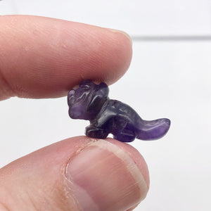 Purple Dinosaur Amethyst Triceratops Figurine/Worry | 22x12x7.5mm | Purple