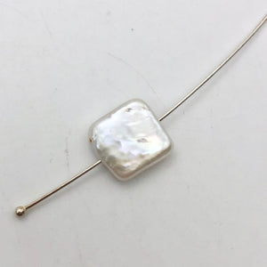 Beautiful White 11x11x4mm Square Coin FW Pearl 16" strand - PremiumBead Alternate Image 7