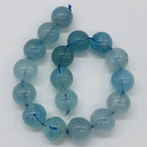 Aquamarine Half Strand Round | 11 mm | Aqua | 17 Beads |