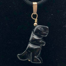 Load image into Gallery viewer, Black Obsidian T- Rex Pendant Necklace|Semi Precious Jewelry| 14k gf Pendant | - PremiumBead Alternate Image 9
