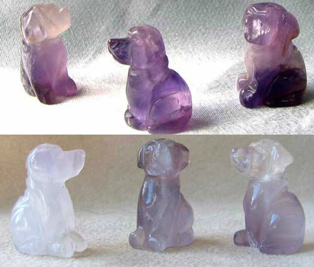 Faithful 2 Natural Amethyst Carved Dog Beads | 22x15x15mm | Purple - PremiumBead Primary Image 1
