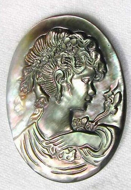 Rainbow Carved Black Tahitian Mop Shell Cameo 4393N - PremiumBead Primary Image 1