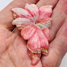 Load image into Gallery viewer, Peruvian Opal Flower Pendant | 65x45x7mm | Pink White | 1 Bead
