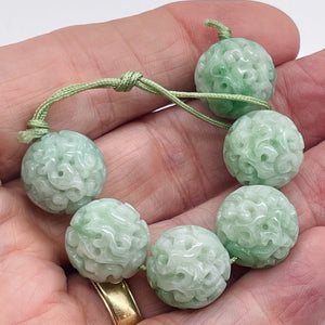 Jade AAA Carved Round Bead | 16mm | Green | 1 Bead |