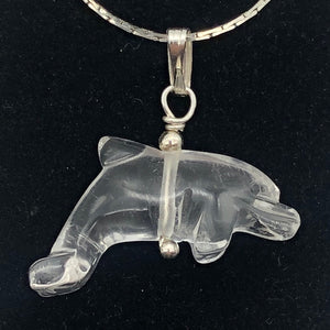 Quartz Dolphin Pendant Necklace | Semi Precious Stone Jewelry | Silver Pendant