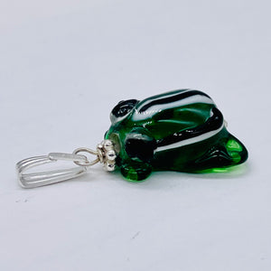 Lampwork Frog Sterling Silver Frog | 1" Long | Green | 1 Pendant |