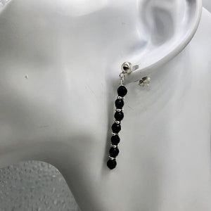 Onyx Sterling Silver Post Dangle Earrings | 2" Long | Black | 1 Pair |