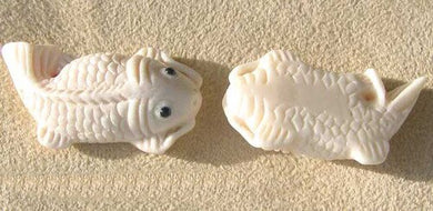Swim Carved Koi Fish Carp Waterbuffalo Bone Bead 004116A | 33x19x9mm | Bone - PremiumBead Primary Image 1