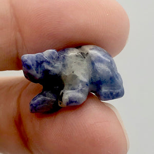 Hand-Carved Natural Sodalite Bear Bead Figurine | 13x18x7mm | Blue White - PremiumBead Alternate Image 2