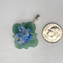 Load image into Gallery viewer, Ribbit Lapis Frog On Aventurine Lily Pad Sterling Silver Pendant | 1 1/4&quot; Long |
