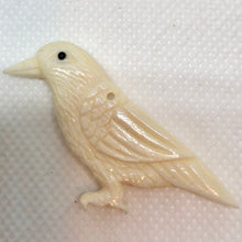 Load image into Gallery viewer, White Raven Carved Bone Pendant Bead 10804 | 30x6x17mm | Cream and Black - PremiumBead Alternate Image 2

