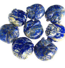 Load image into Gallery viewer, 1 Cozy Hand Carved Natural Lapis Kitty Cat Bead | 18x20x9mm | Blue w/ White - PremiumBead Alternate Image 2
