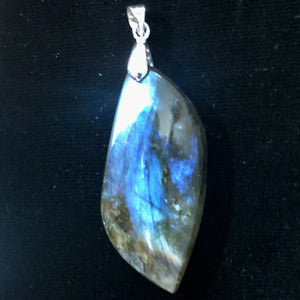 Labradorite Sterling Silver Natural | 1 1/2" Long | Blue | 1 Pendant |