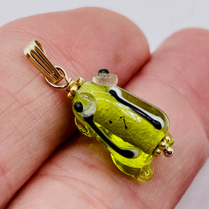 Lampwork Frog 14K Gold Filled Frog | 1" Long | Peridot | 1 Pendant |