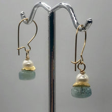 Load image into Gallery viewer, Aquamarine Pearl Drop 14K Gold Filled Earrings| 1 &quot; Long | Blue White | 1 Pair |
