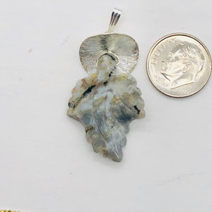Ocean Jasper Sterling Silver Leaf Pendant| 1 1/2" Long| Seafoam Green| 1 Pendant