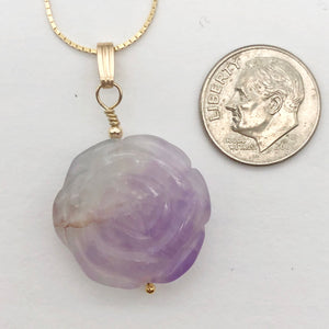 Amethyst Rose Pendant Necklace | Semi Precious Stone Jewelry | 14k Pendant - PremiumBead Alternate Image 3