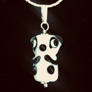 Lampwork Glass Sterling Silver Panda Pendant | 1 1/4" Long | White/Black | 1 |
