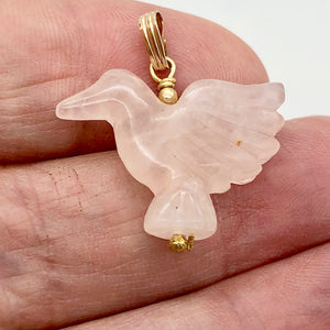 Rose Quartz Dove Pendant Necklace|Semi Precious Stone Jewelry|14kgf Pendant