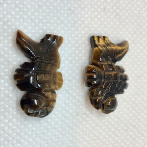 2 Tiger'S Eye Carved Seahorse Beads | 24x14x6mm | Gold - PremiumBead Primary Image 1