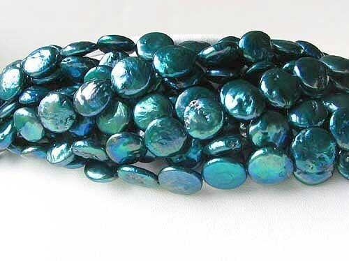 Shimmering Teal Waves 5 (5) Freshwater Coin Pearls 7252 - PremiumBead Primary Image 1