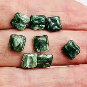 8 Russian Seraphinite 8x8mm Square Coin Beads 9389