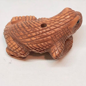 Intricate Carved & Signed Boxwood Lizard Ojime/Netsuke Bead - PremiumBead Alternate Image 3
