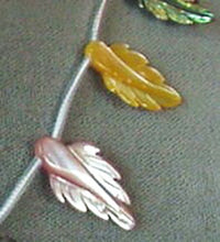 Load image into Gallery viewer, Abalone Pink and Golden Mother of Pearl Shell Carved Leaf Bead Strand 104321B - PremiumBead Alternate Image 3
