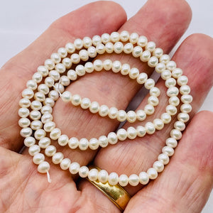 Natural Creamy White High Luster 4x3mm Freshwater Pearl Strand 103127