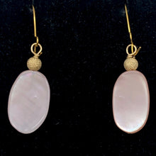Load image into Gallery viewer, Shimmer! Carved Pink Mother of Pearl Earrings with Gold Disco Ball | 14Kgf | - PremiumBead Alternate Image 2
