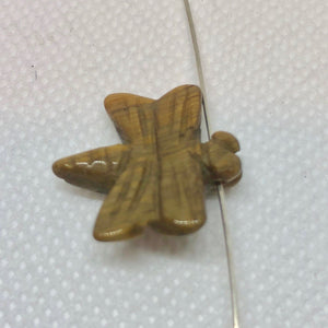 2 Hand Carved Tigereye Dragonfly Animal Beads | 20.5x18.5x5mm | Golden - PremiumBead Alternate Image 3