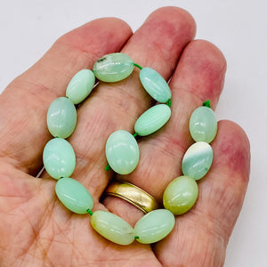 Opal, Peruvian Flat Oval | 20x15x7mm | Green | 14 Bead Half-Strand |