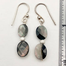 Load image into Gallery viewer, Faceted Tahitian Mop Shell &amp; Silver Ball Earrings | 1 1/2 Inch Drop |
