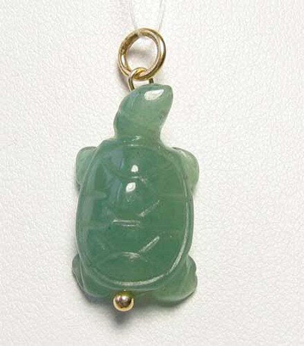 Aventurine Turtle Pendant Necklace | Semi Precious Stone Jewelry | 14k Pendant - PremiumBead Primary Image 1